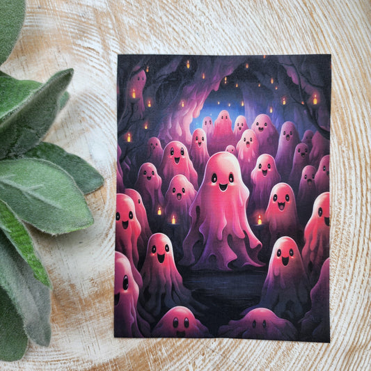 Clay transfer paper / Image transfer paper for clay / Water soluble paper for polymer clay / Halloween Pink Ghost pattern transfer sheets