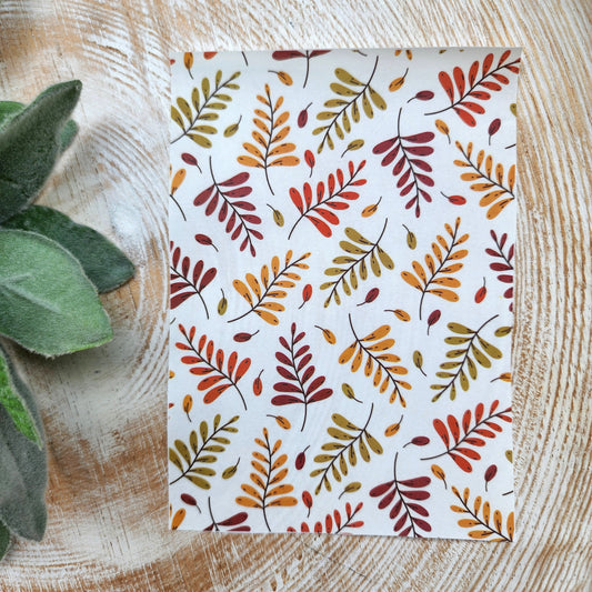 Fall Clay transfer paper / Image transfer paper for clay / Water soluble paper for polymer clay / Fall leaves pattern transfer sheets