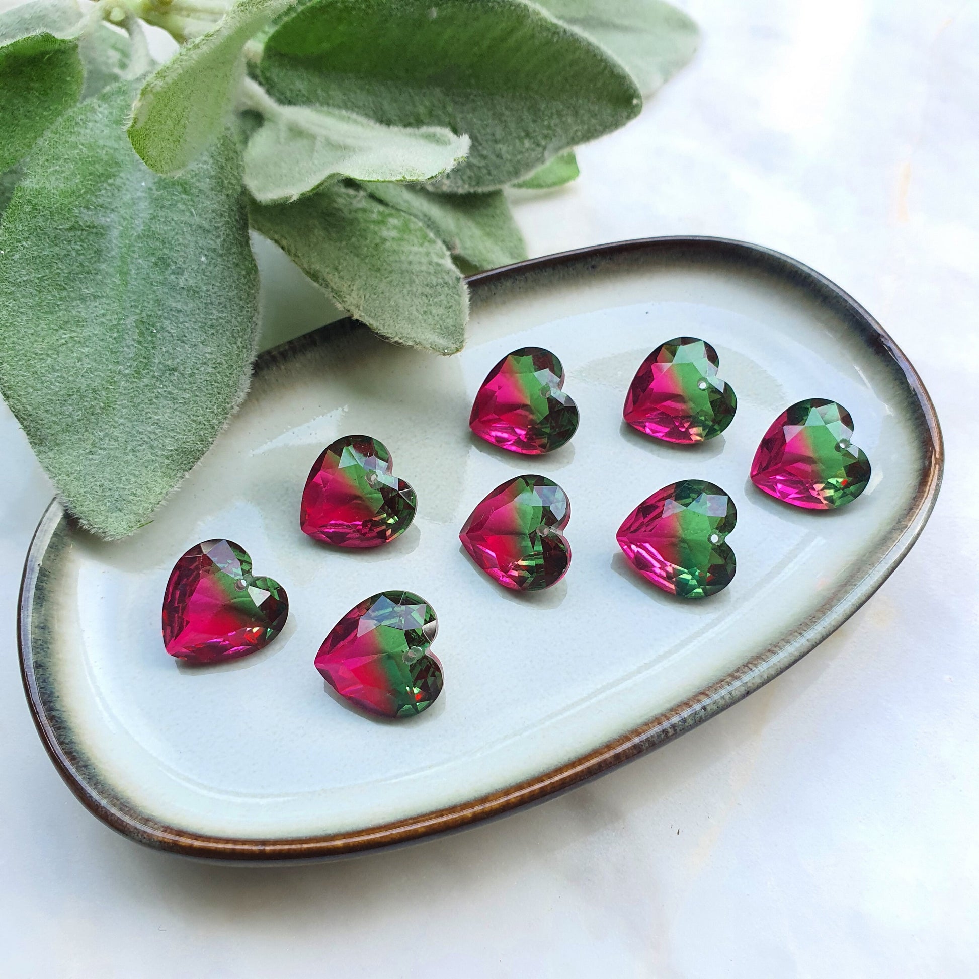 Heart Zircon charms pendants Crystal Ruby Emerald connectors Earrings components findings DIY Rhinestone Jewelry supplies Earrings parts