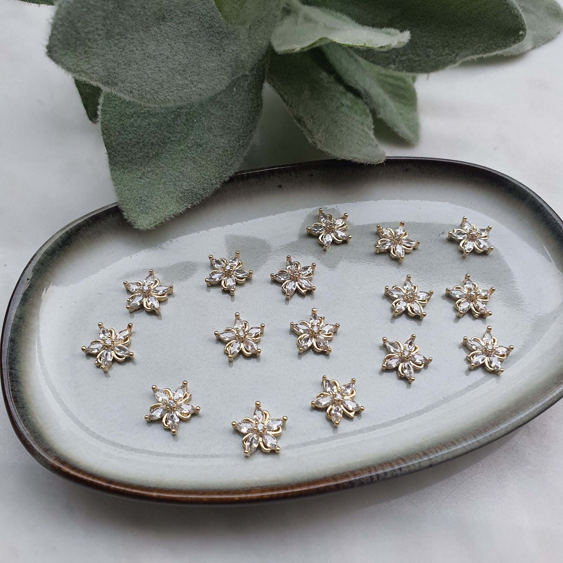 Flower center Zircon charms pendants Crystal connector Earrings component findings DIY Rhinestone Jewelry supplies Earrings gold plated part