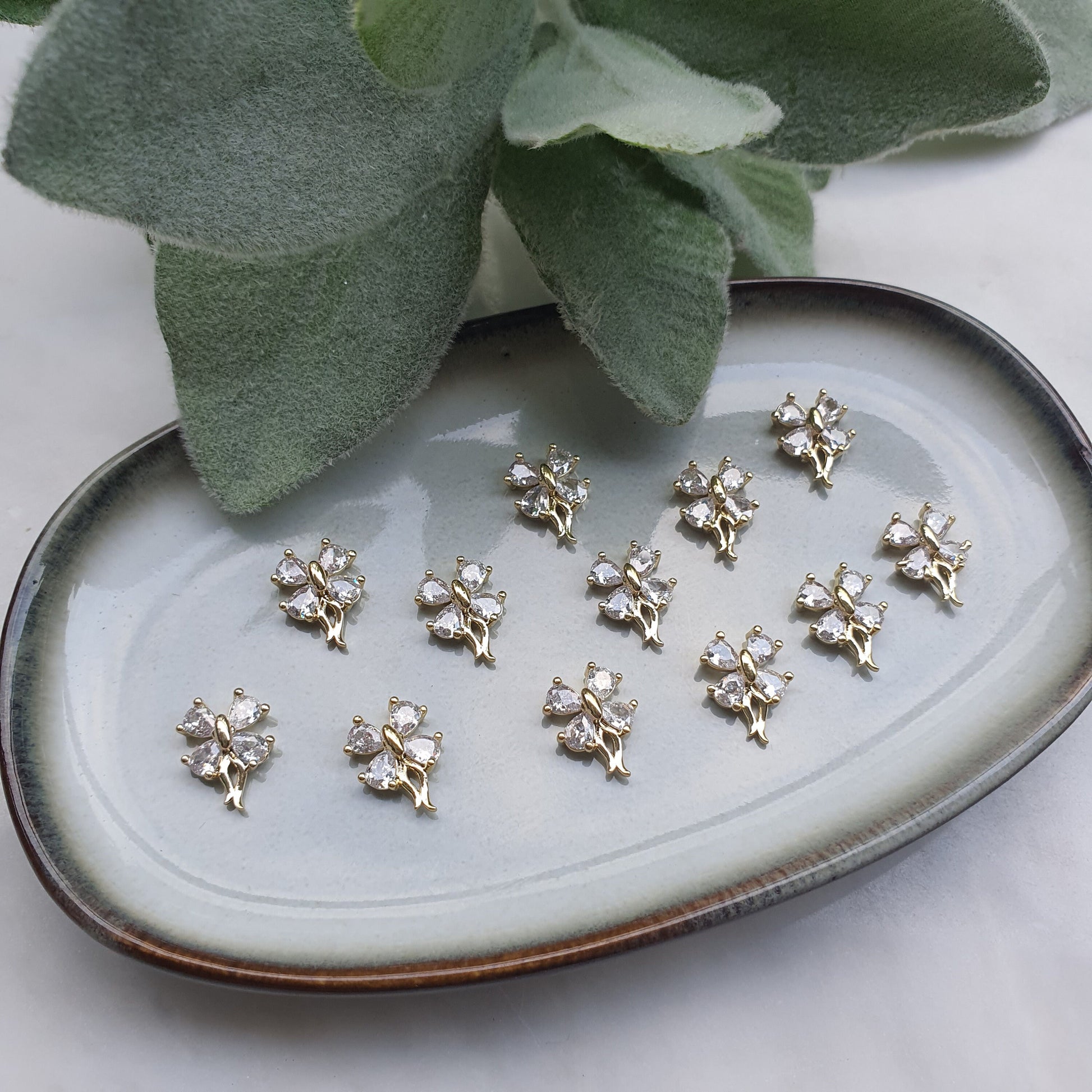 Flower center Zircon charms pendants Crystal connector Earrings component findings DIY Rhinestone Jewelry supplies Earrings gold plated part
