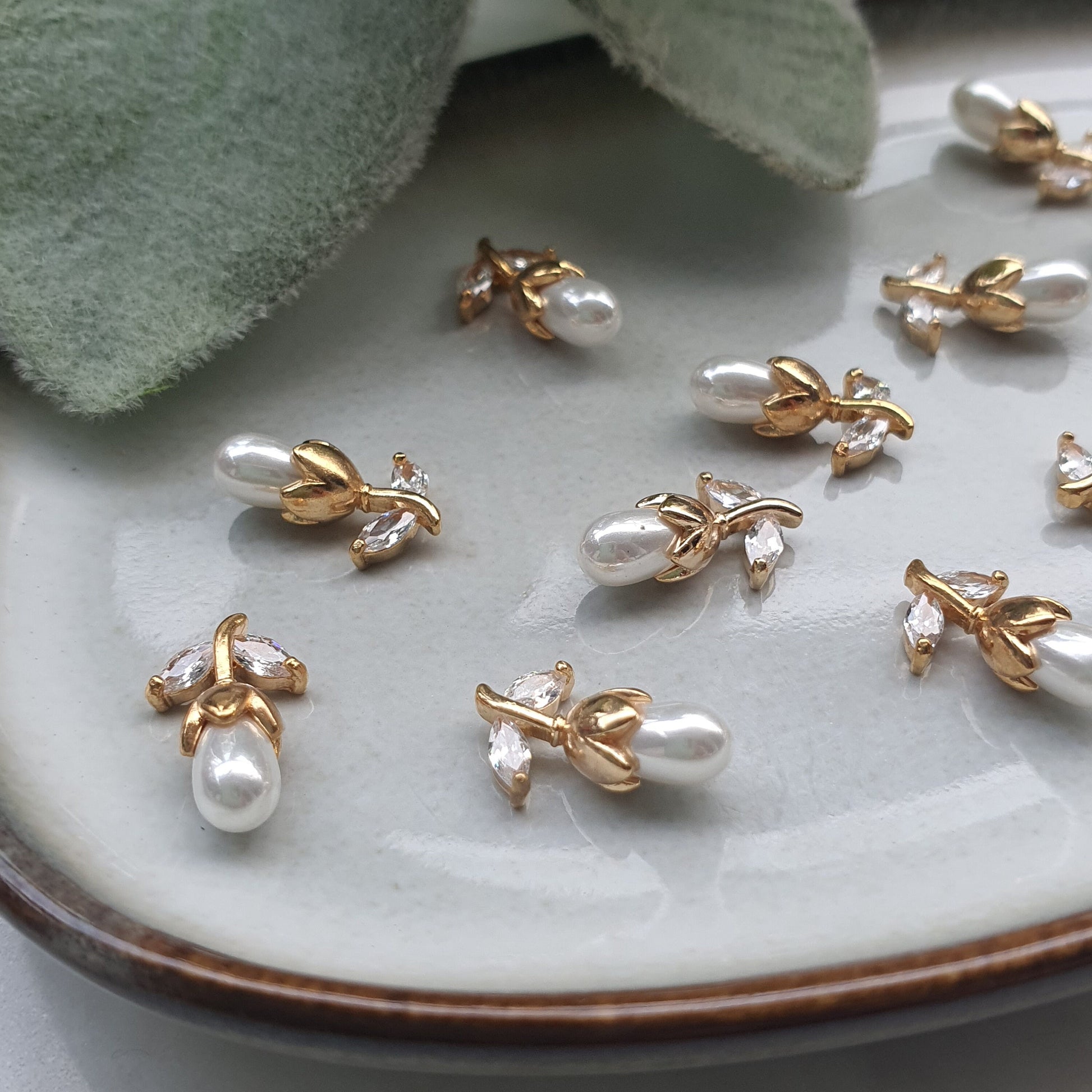 Pearls Zircon charms pendants Crystal connectors Earrings components findings DIY Rhinestone Jewelry supplies Earrings gold plated parts