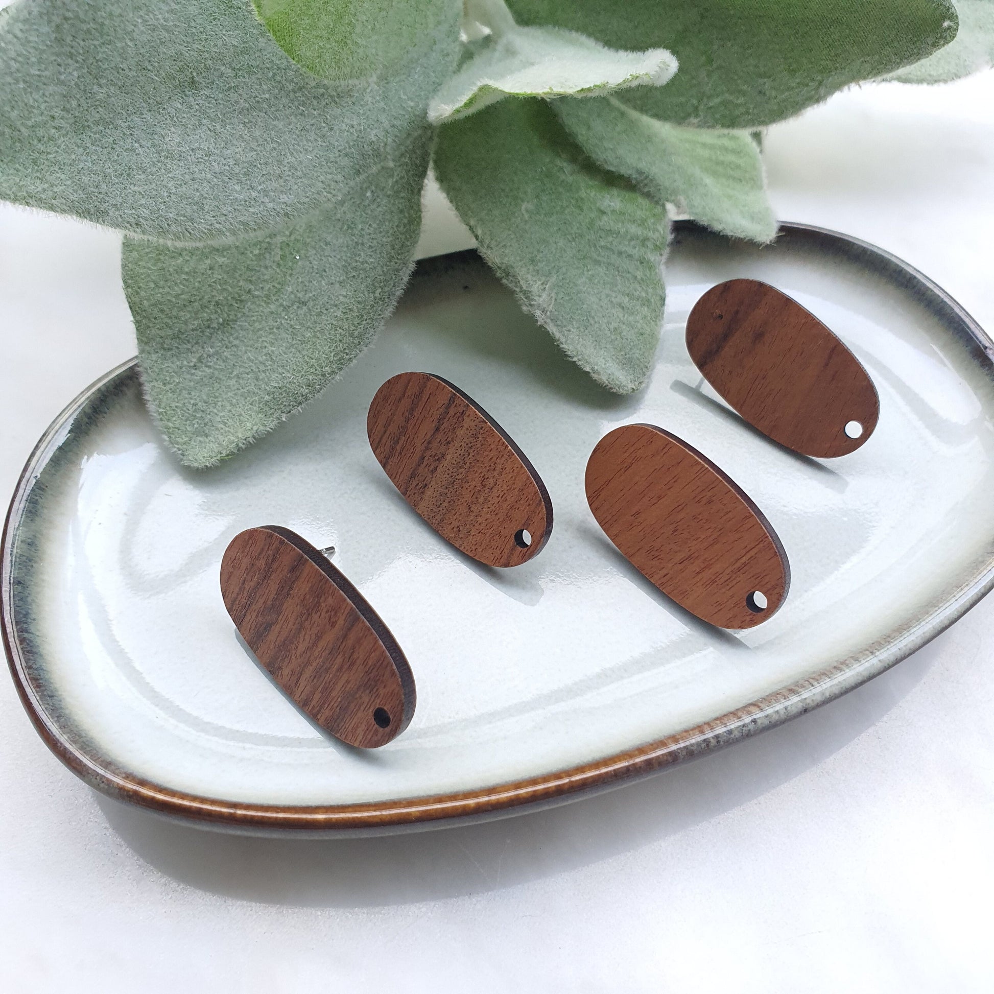 Wood Earrings stud components findings DIY Jewelry supplies Earrings gold plated parts Oval natural wood earrings parts