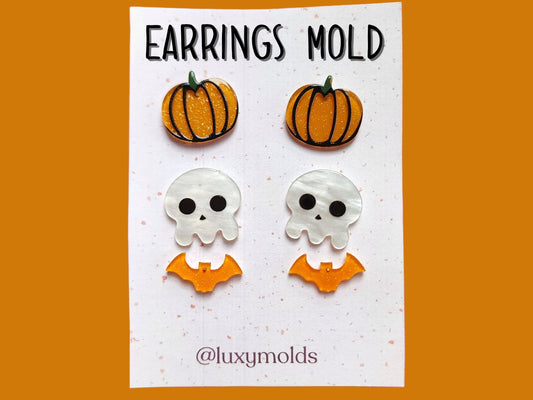 Silicone earrings mold / Silicone epoxy mold / Silicone earring moulds /Silicone UV resin molds/Halloween stud earring silicone jewelry mold