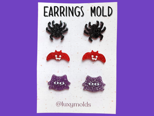 Silicone earrings mold / Silicone epoxy mold / Silicone earring moulds /Silicone UV resin molds/Halloween stud earring silicone jewelry mold