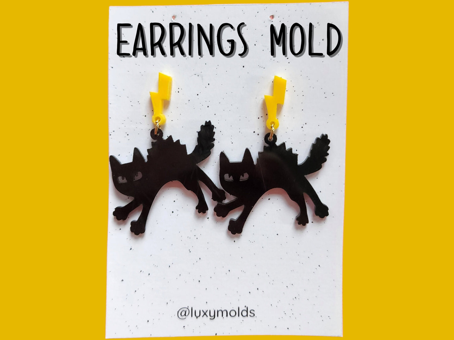 Silicone earrings mold / Silicone epoxy mold / Silicone UV resin molds / Halloween Cat earrings silicone jewelry mold