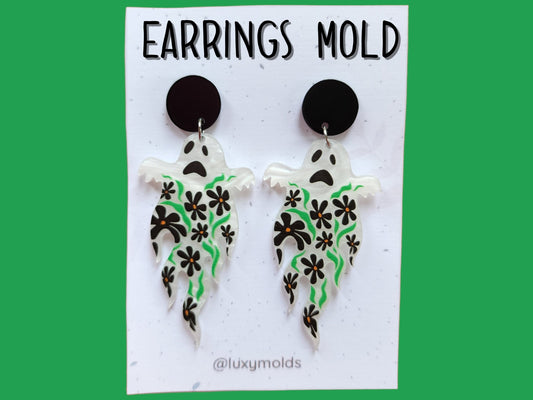Silicone earrings mold / Silicone epoxy mold / Silicone UV resin molds / Halloween Ghost earrings silicone jewelry mold