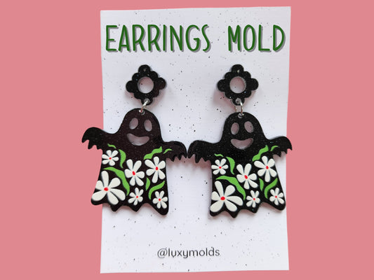 Silicone earrings mold / Silicone epoxy mold / Silicone UV resin molds / Halloween Ghost earrings silicone jewelry mold
