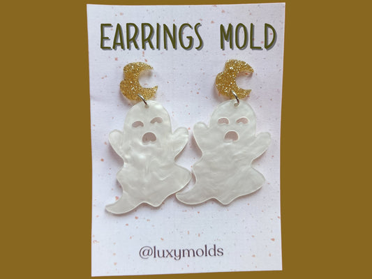 Silicone earrings mold / Silicone epoxy mold / Silicone UV resin molds / Halloween Ghost earrings silicone jewelry mold