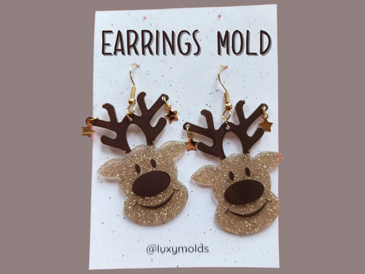 Silicone earrings mold / Silicone epoxy mold / Silicone UV resin molds / Christmas Reindreer earrings silicone jewelry mold