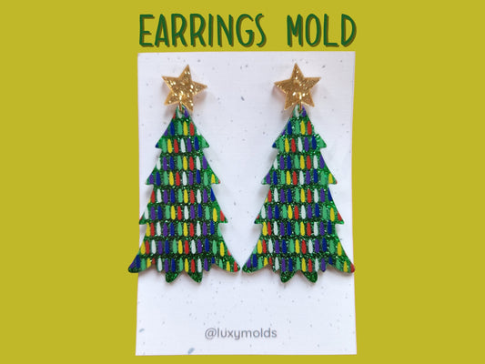Silicone earrings mold / Silicone epoxy mold / Silicone UV resin molds / Christmas tree earrings silicone jewelry mold