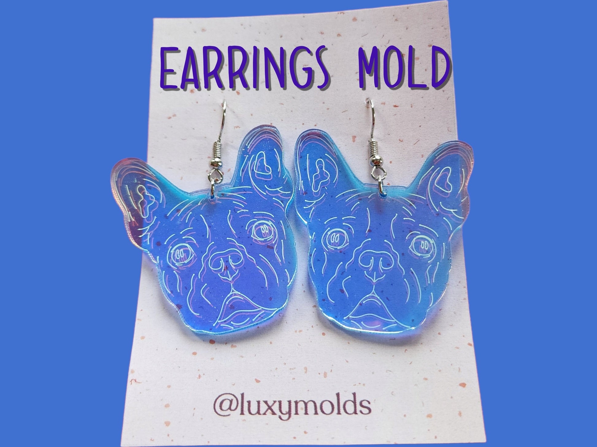 Silicone earrings mold / Silicone epoxy mold / Silicone UV resin molds / Dog face Bulldog earrings silicone jewelry mold