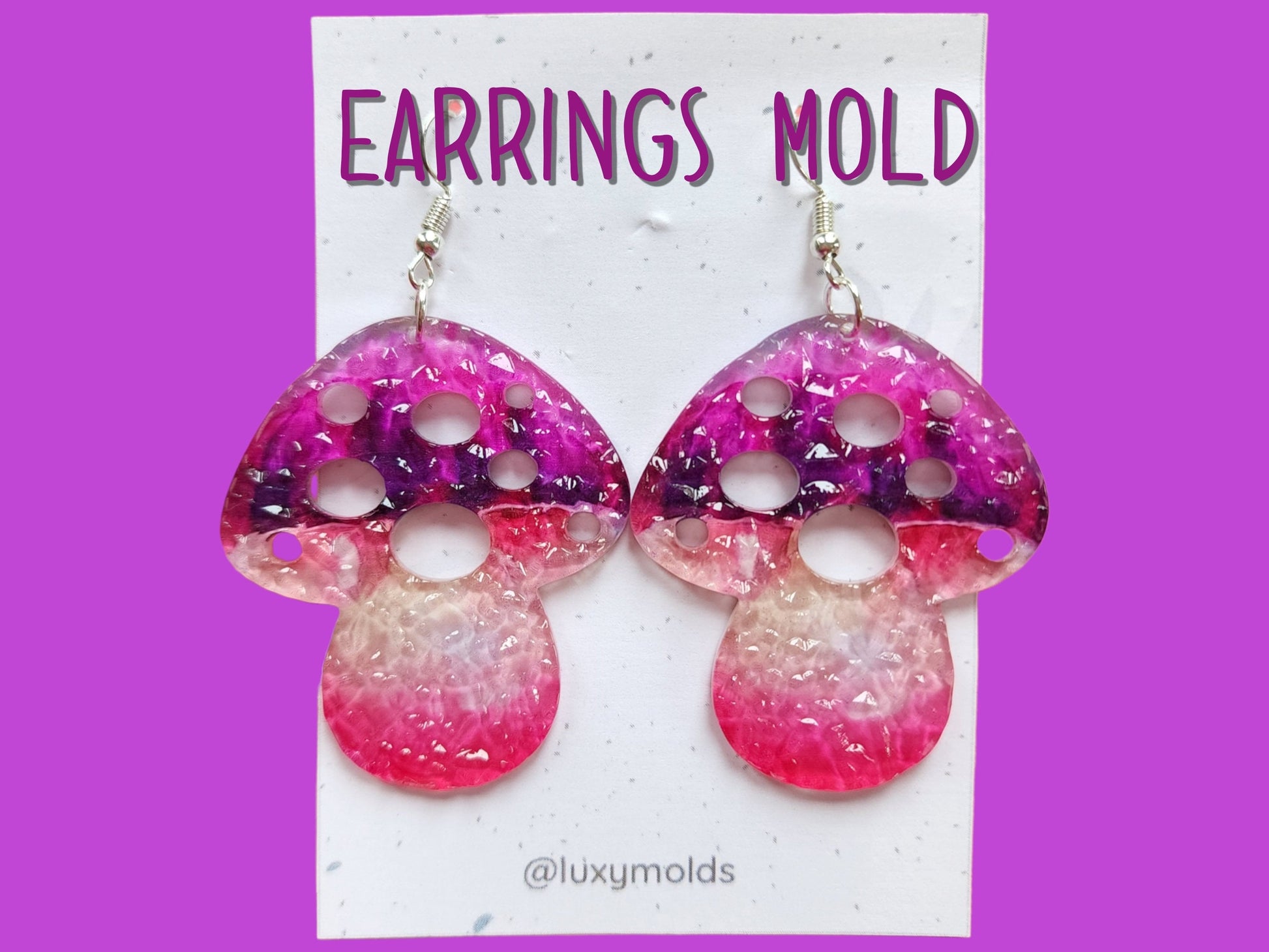 Silicone earrings mold / Silicone epoxy mold / Silicone UV resin molds / Mushroom earrings silicone jewelry mold