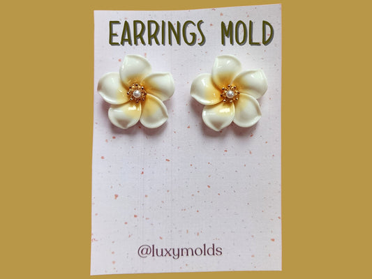 Silicone earrings mold / Silicone epoxy mold / Silicone UV resin molds / Flower Plumeria stud earrings silicone jewelry mold