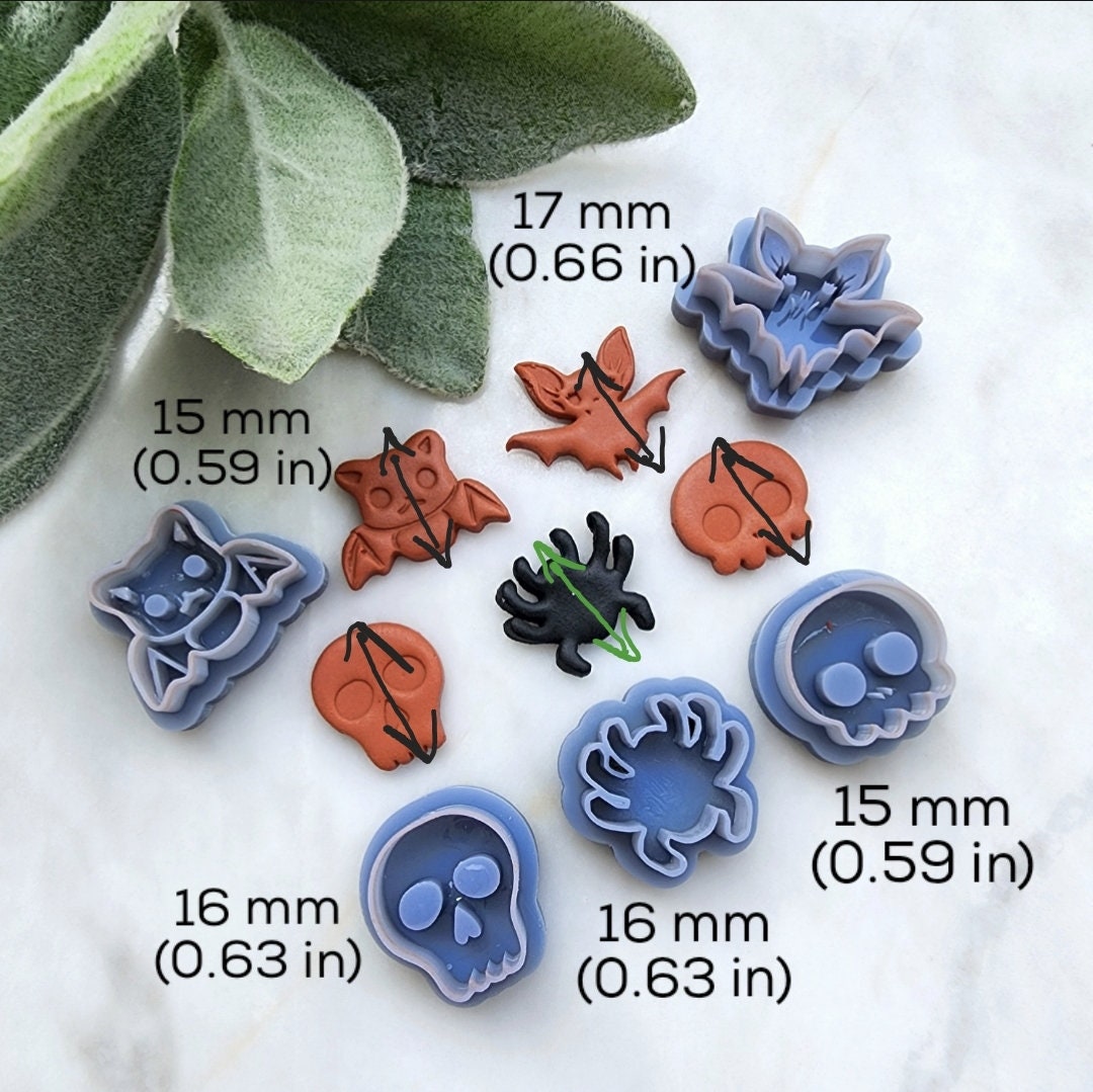 Halloween Polymer Clay cutters Stud earring clay cutters Earrings molds Polymer clay tool Clay supplies Bat Skull Spider sharp cutter stamp