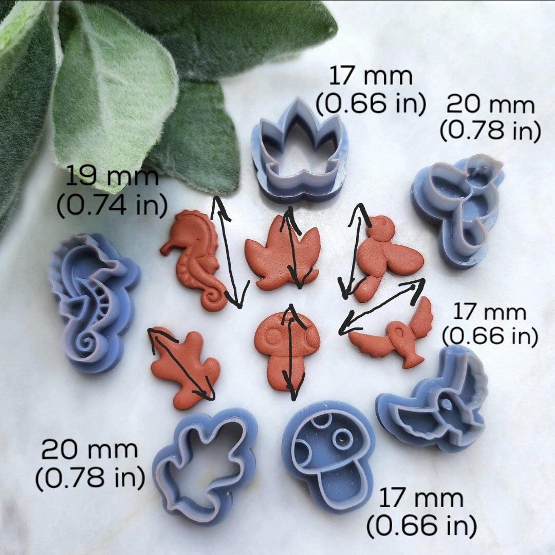 Halloween Fall Polymer Clay cutters Stud earring clay cutters Earrings molds Polymer clay tool Leaf Mushroom Bird Owl sharp cutter stamp
