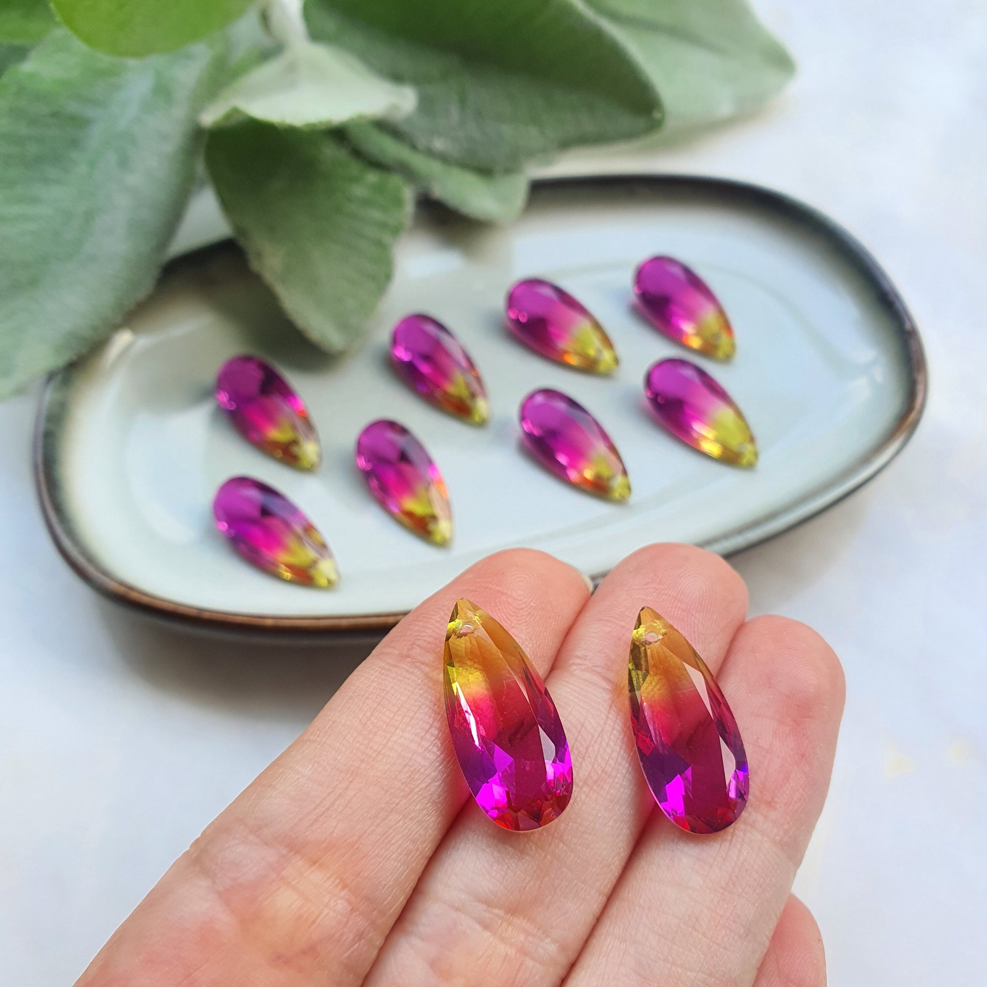 Raindrop Zircon charms pendants Crystal Ametrine connector Earring component findings DIY Rhinestone Jewelry supplies Earring Swarovski part