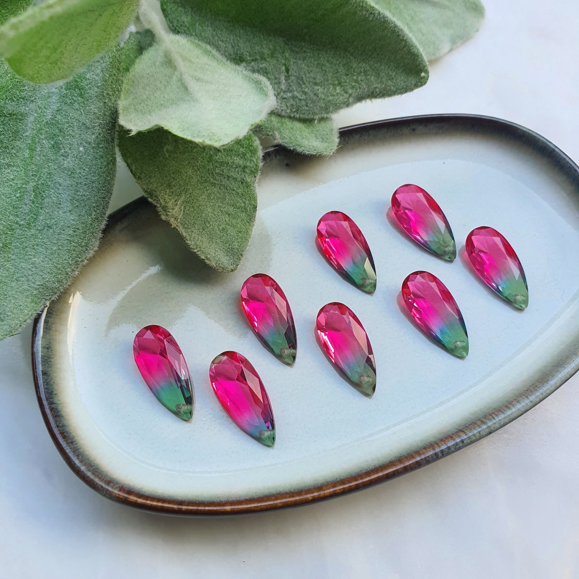 Raindrop Zircon charm pendant Crystal Ruby Green connector Earring component findings DIY Rhinestone Jewelry supplies Earring Swarovski part