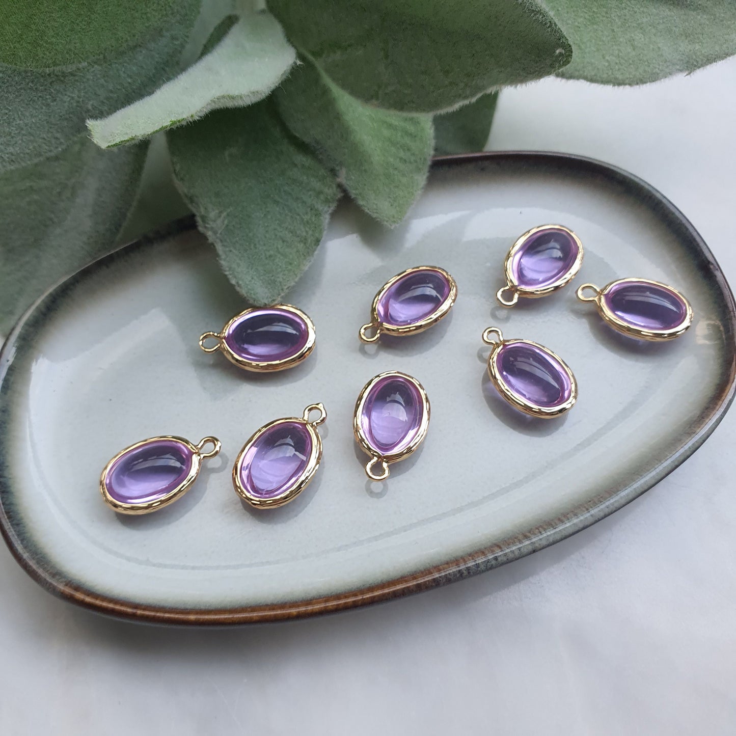 Zircon charms pendants Crystal Amethyst connectors Earrings components findings DIY Rhinestone Jewelry supplies Earrings gold plated parts