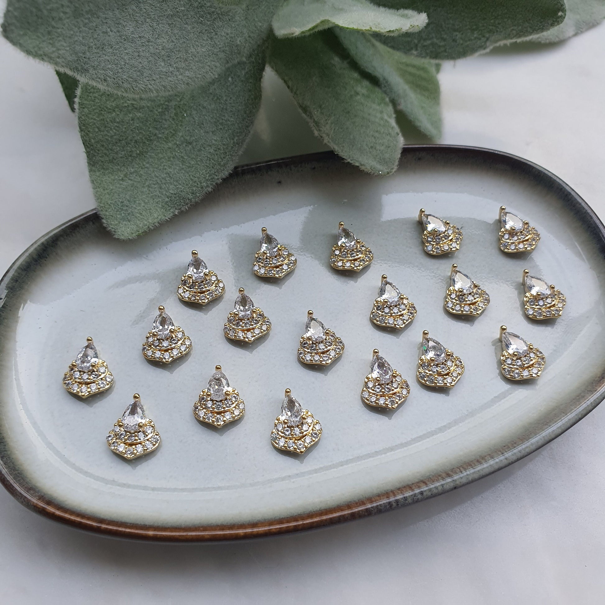 Flower center Zircon charms pendants Crystal connector Earrings component findings DIY Rhinestone Jewelry supplies Earrings gold plated part