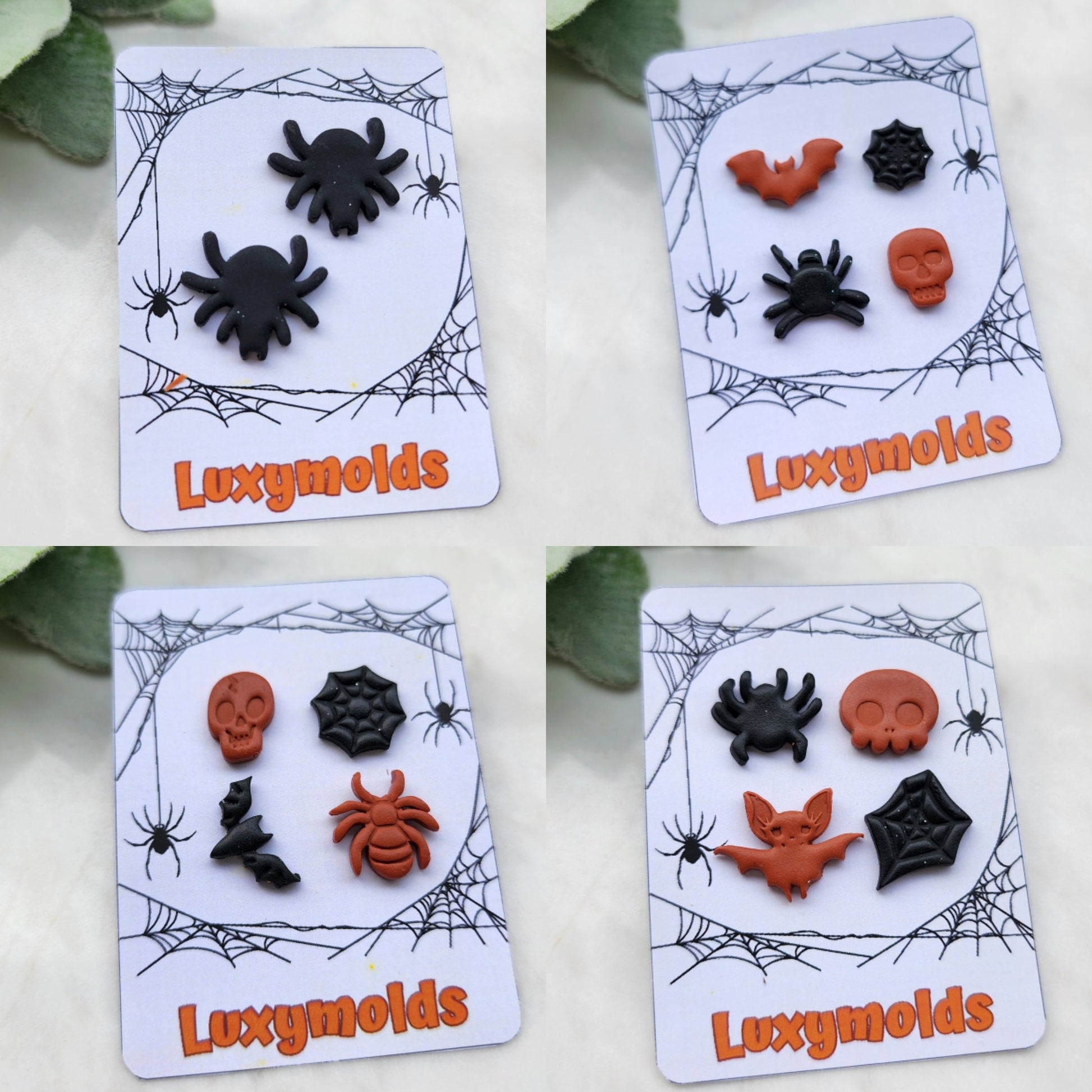 Halloween Polymer clay earrings / Cat Witch hat Ghost earrings / Halloween earrings / Spider net Black cat Jack Bat earrings / Clay jewelry
