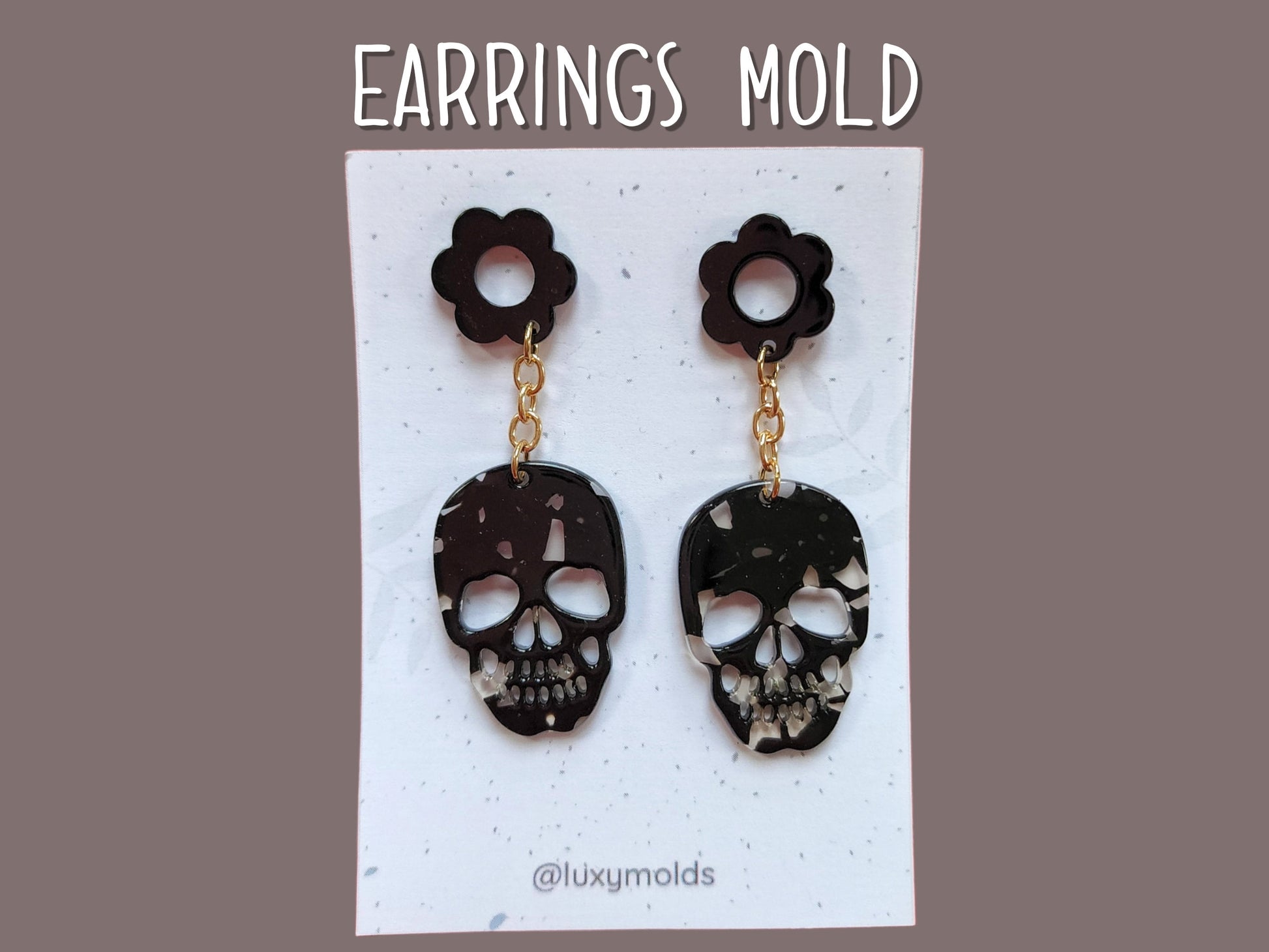Silicone earrings mold / Silicone epoxy mold /Silicone earring moulds/Silicone UV resin molds/Halloween Skull earrings silicone jewelry mold