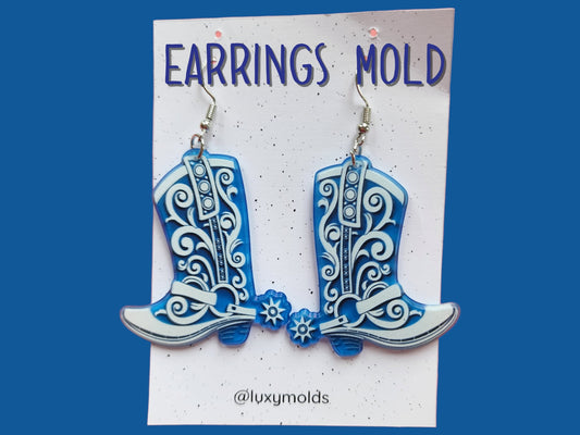 Silicone earrings mold / Silicone epoxy mold / Silicone UV resin molds / Cowboy boots earrings silicone jewelry mold