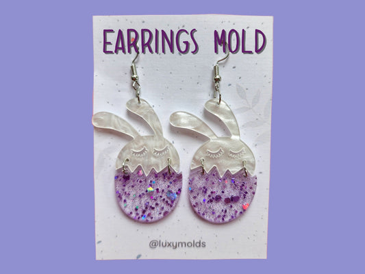 Silicone earrings mold / Silicone epoxy mold / Silicone UV resin molds / Easter Bunny Egg earrings silicone jewelry mold