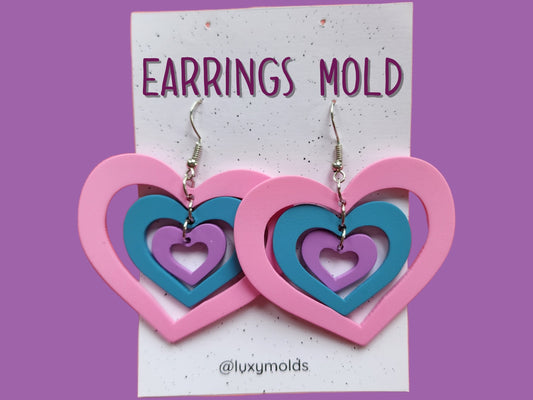 Silicone earrings mold / Silicone epoxy mold / Silicone UV resin molds / Heart earrings silicone jewelry mold / Matte effect earring mold