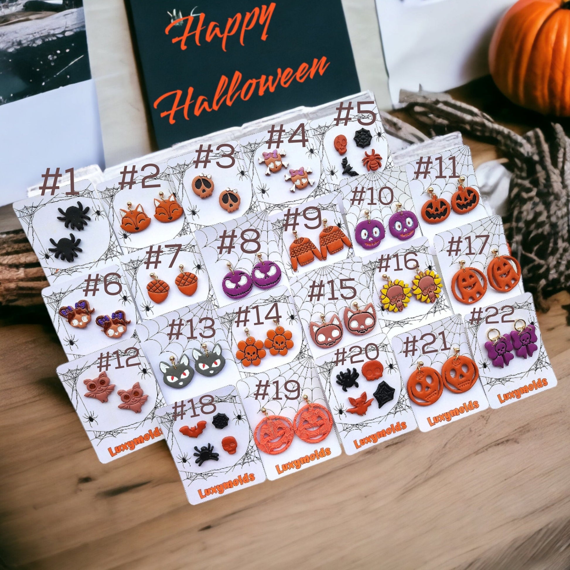 Halloween Polymer clay earrings / Cat Witch hat Ghost earrings / Halloween earrings / Spider net Black cat Jack Bat earrings / Clay jewelry