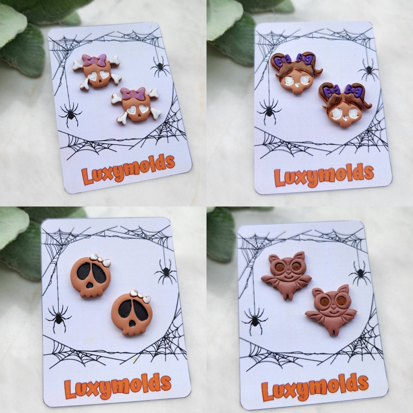 Halloween Polymer clay earrings / Cat Witch hat Ghost earrings / Halloween earrings / Spider net Black cat Jack Bat earrings / Clay jewelry
