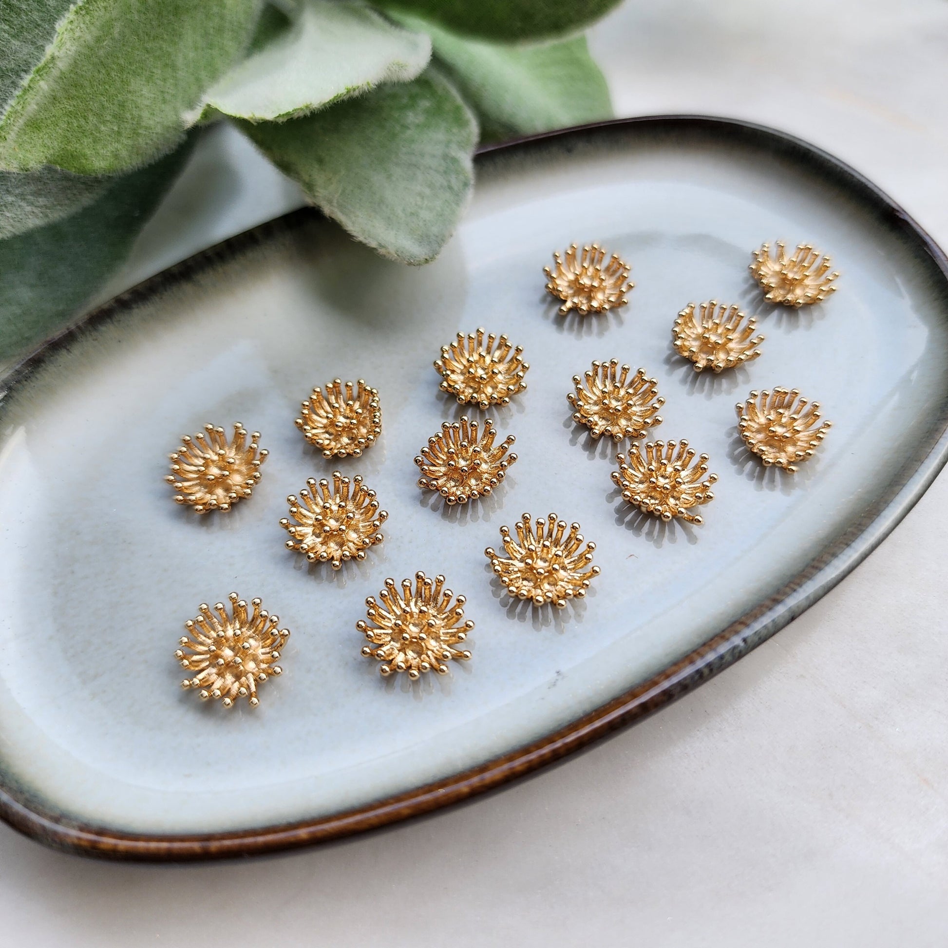 Gold Flower centers Flower metal stamens Earrings components Earrings findings DIY jewelry Jewelry supplies Polymer clay supplies