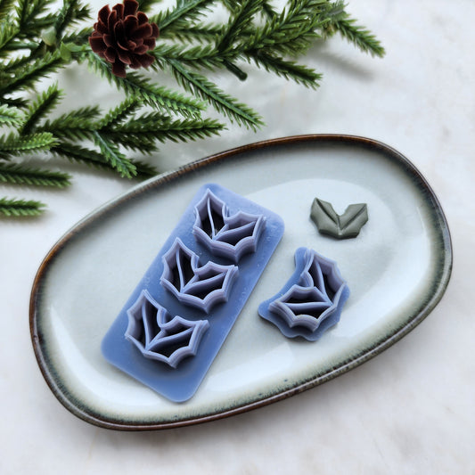 Christmas Polymer Clay cutters Holly leaf Earrings molds Polymer clay tool sharp cutter stamp Jewelry stud earrings cutters