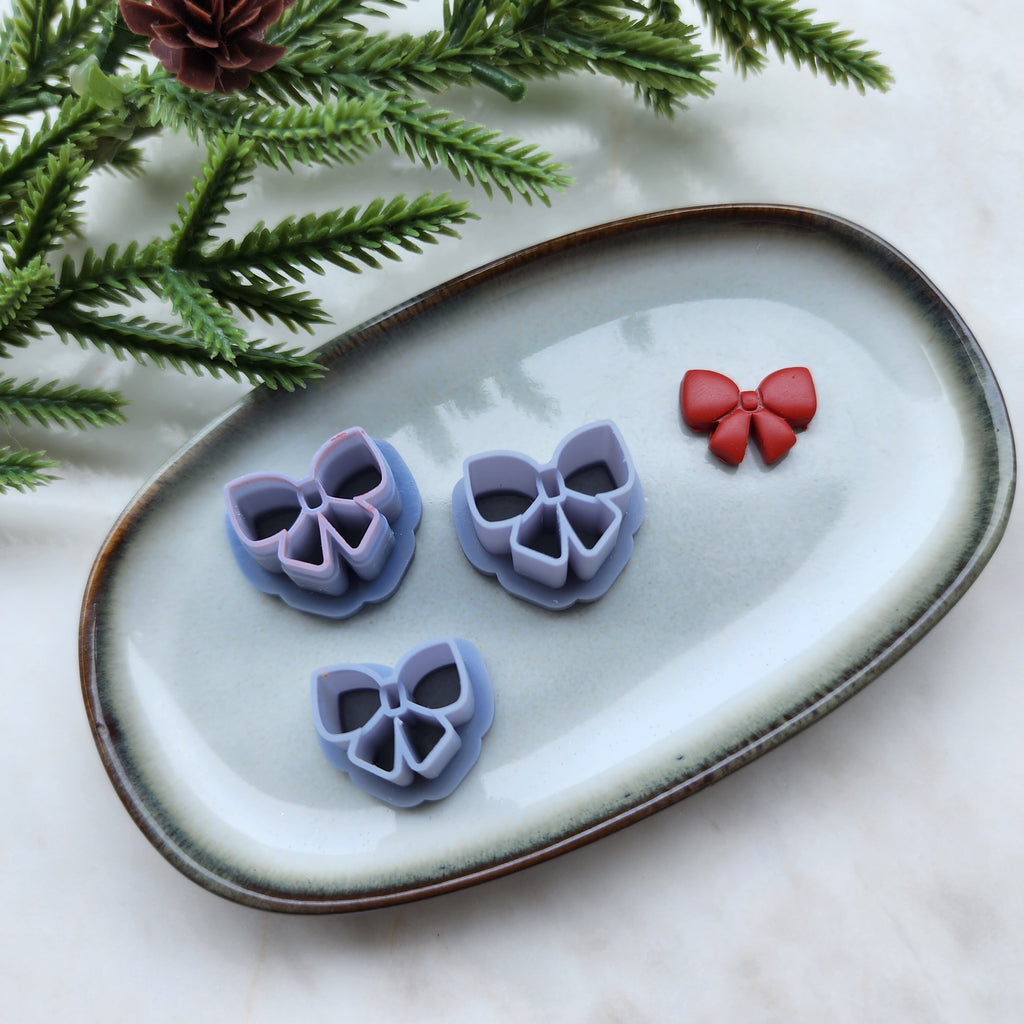 Christmas Polymer Clay cutters Bow Earrings molds Polymer clay tool sharp cutter stamp Jewelry stud earrings cutters