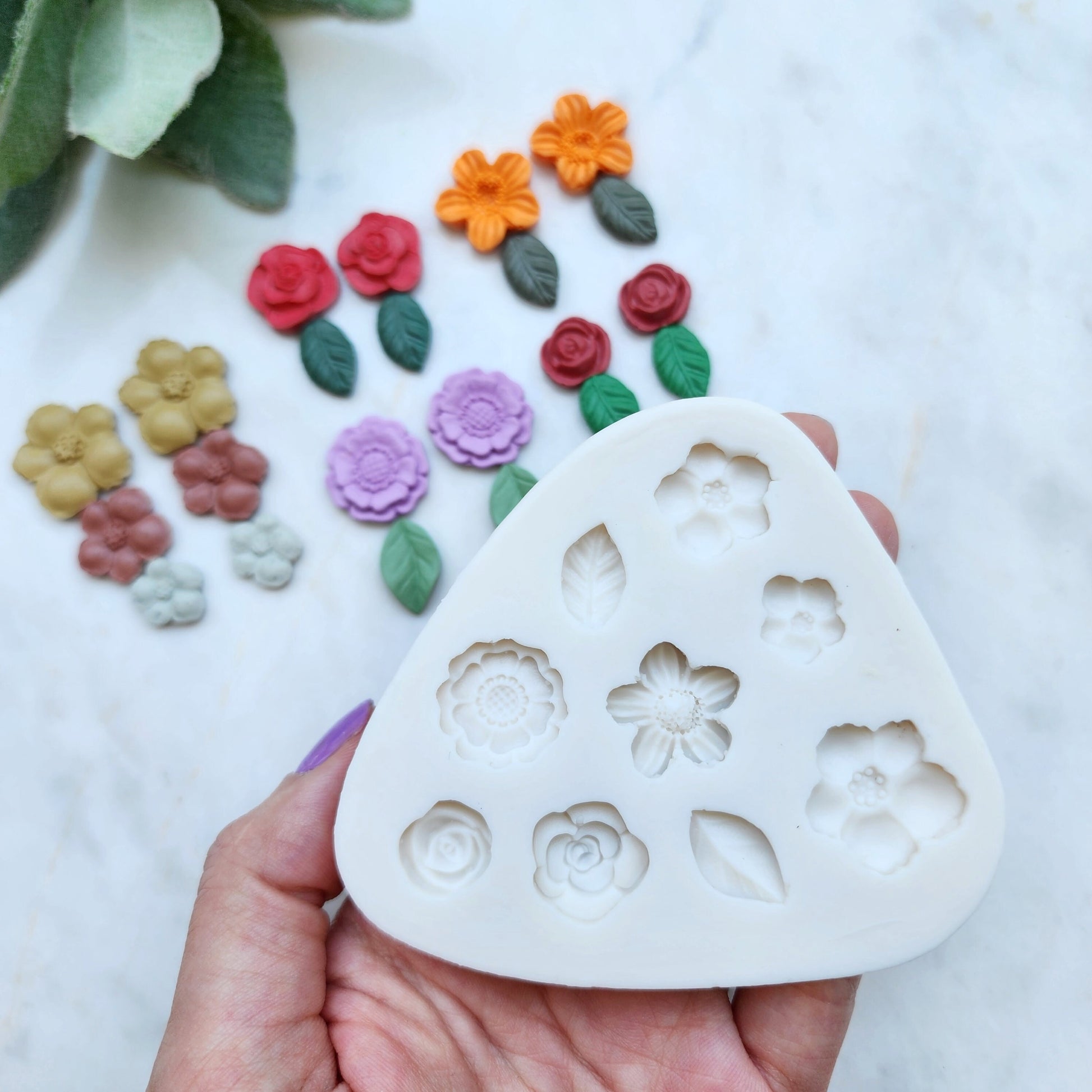 Polymer clay mold Silicone earrings mold "Floral Leaves" Summer mold for resin and polymer clay Polymer clay tool Clay cutter Clay texture