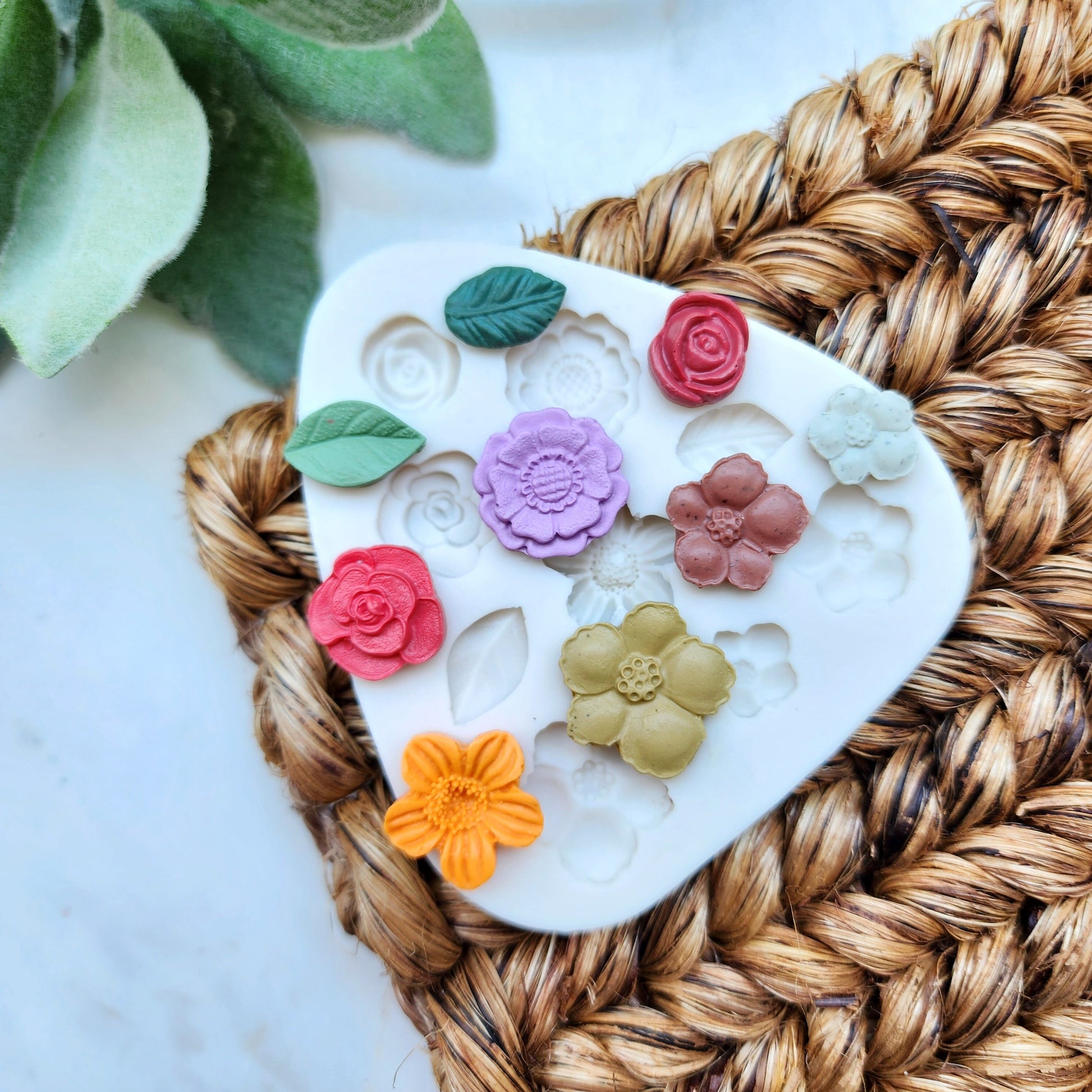 Polymer clay mold Silicone earrings mold "Floral Leaves" Summer mold for resin and polymer clay Polymer clay tool Clay cutter Clay texture