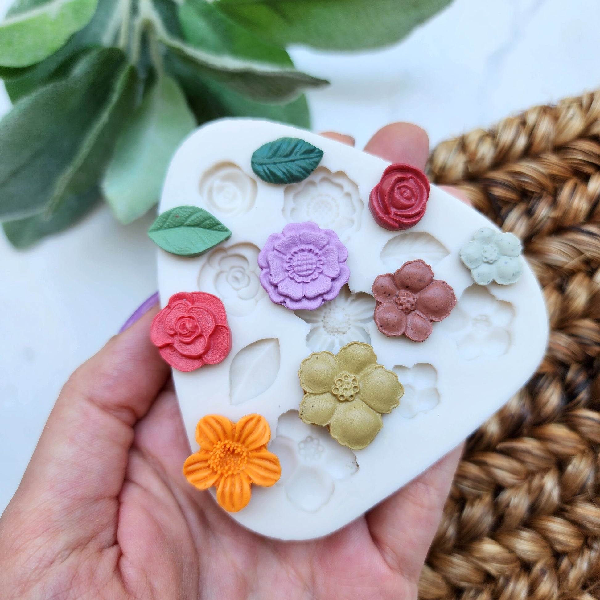 Polymer clay mold Silicone earrings mold "Floral Leaves" Summer mold for resin and polymer clay Polymer clay tool Clay cutter Clay texture