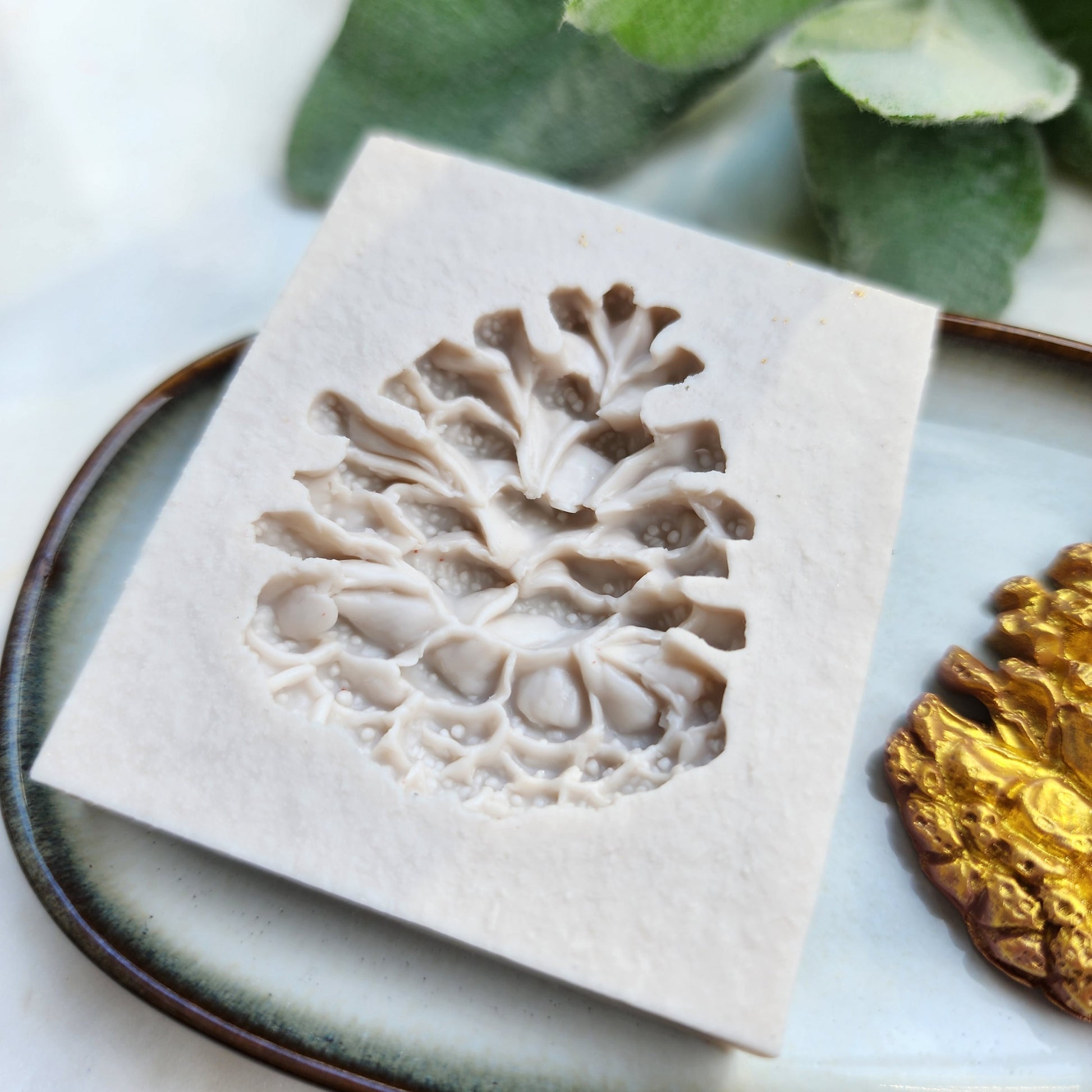 Polymer clay mold Silicone stud earrings mold "Spruce cone" Botanic forest mold for resin and polymer clay Polymer clay tool Clay cutter