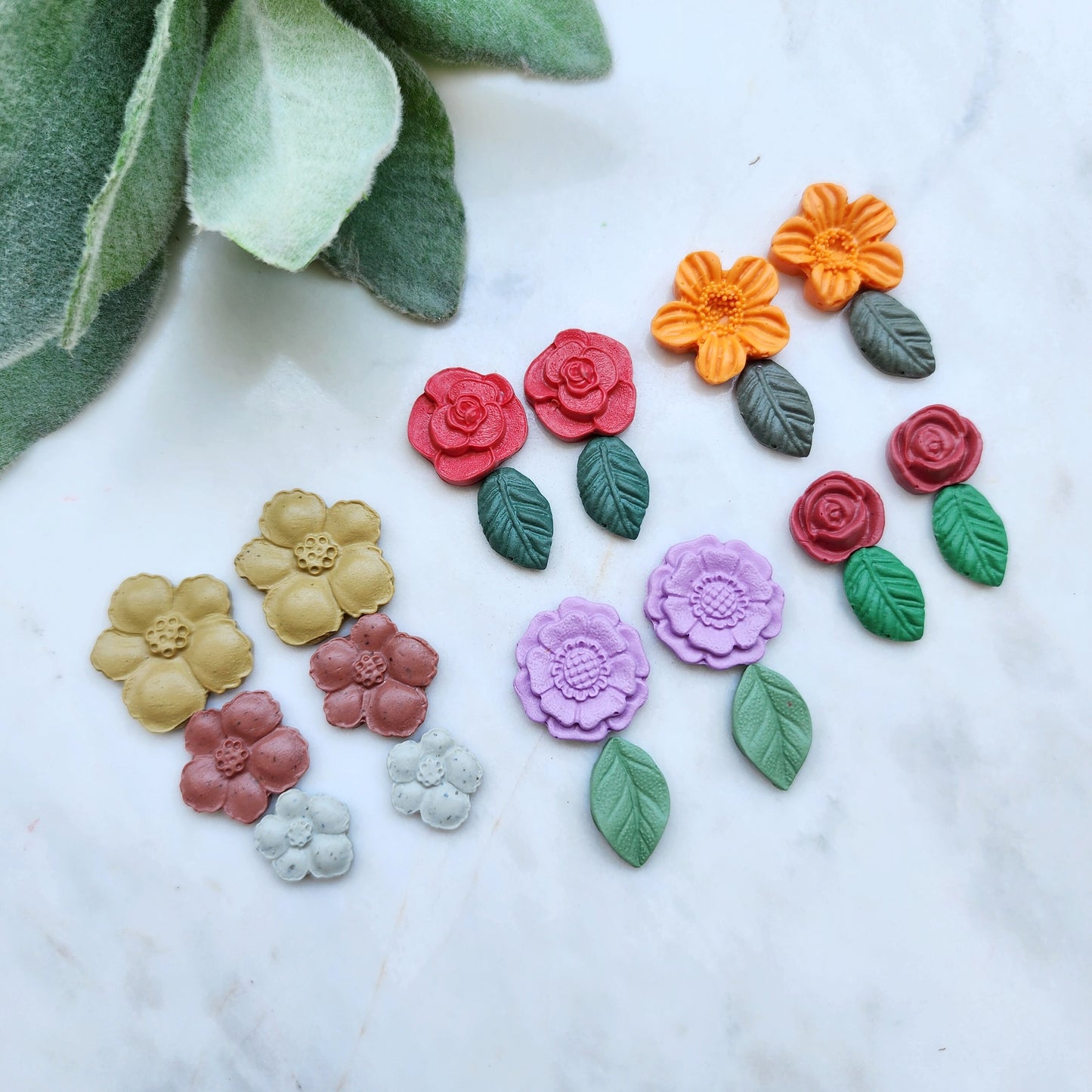 Polymer clay mold Silicone earrings mold "Floral Leaves" Summer mold for resin and polymer clay Polymer clay tool Clay cutter Clay texture