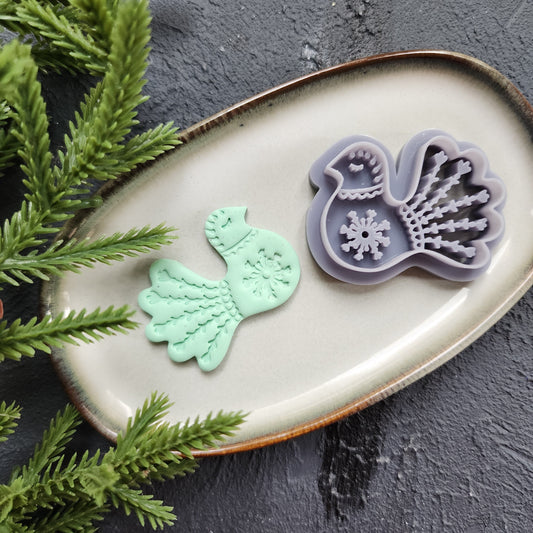 Christmas Polymer Clay cutters Nordic style botanic bird Earrings molds Polymer clay tool sharp cutter stamp Jewelry stud earrings cutters