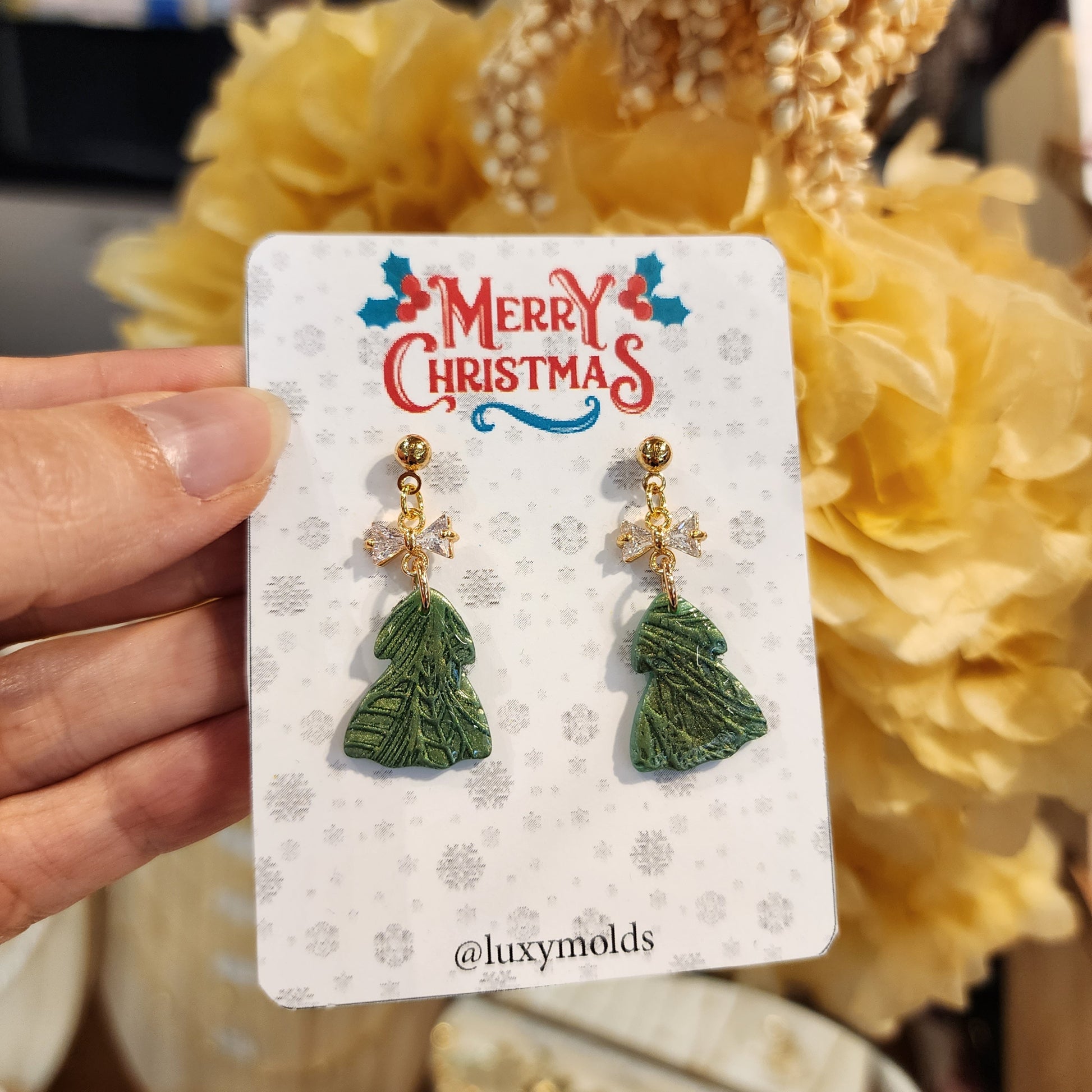 Christmas earrings Clay jewelry Polymer clay earrings Christmas gift Resin earrings Christmas tree earrings