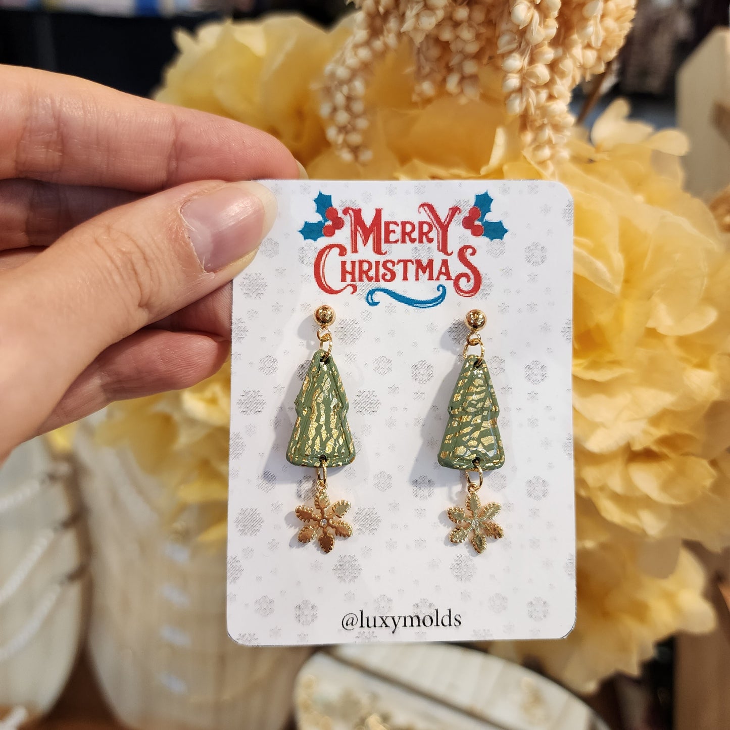 Christmas earrings Clay jewelry Polymer clay earrings Christmas gift Resin earrings Christmas tree earrings