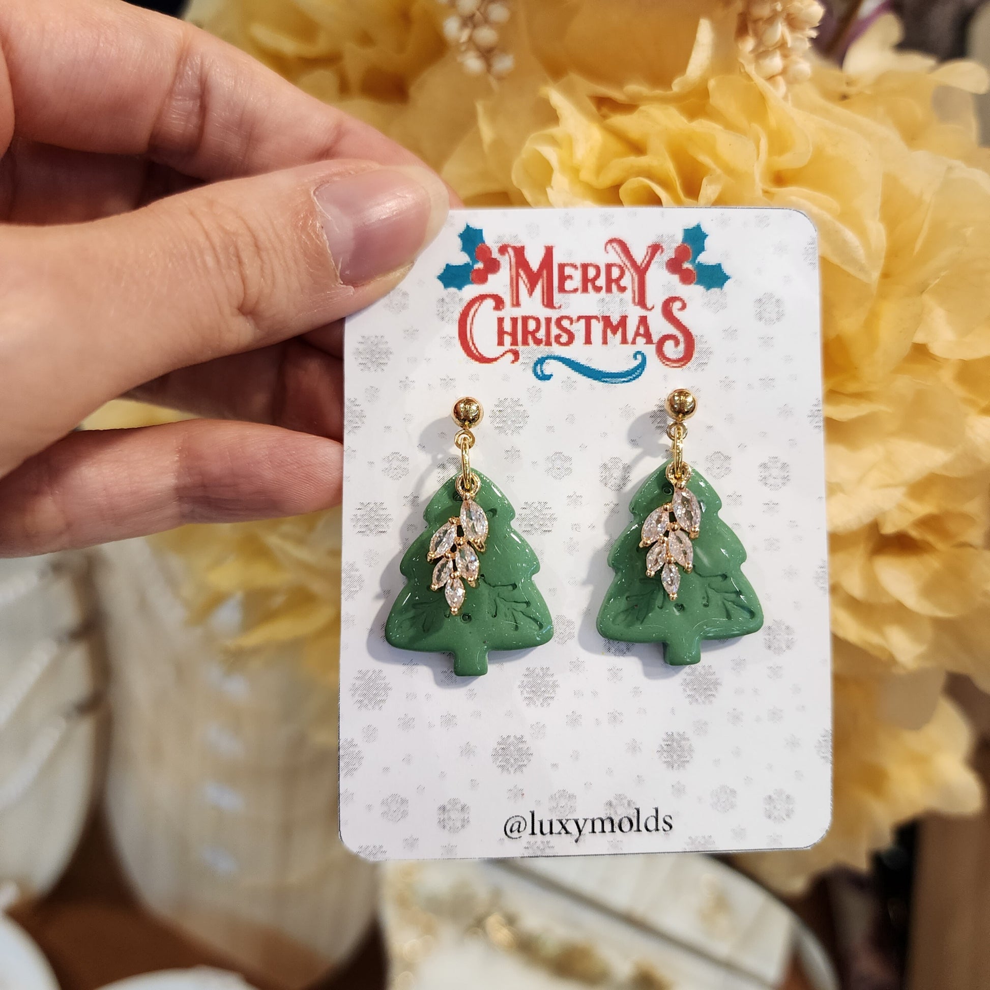 Christmas earrings Clay jewelry Polymer clay earrings Christmas gift Resin earrings Christmas tree earrings