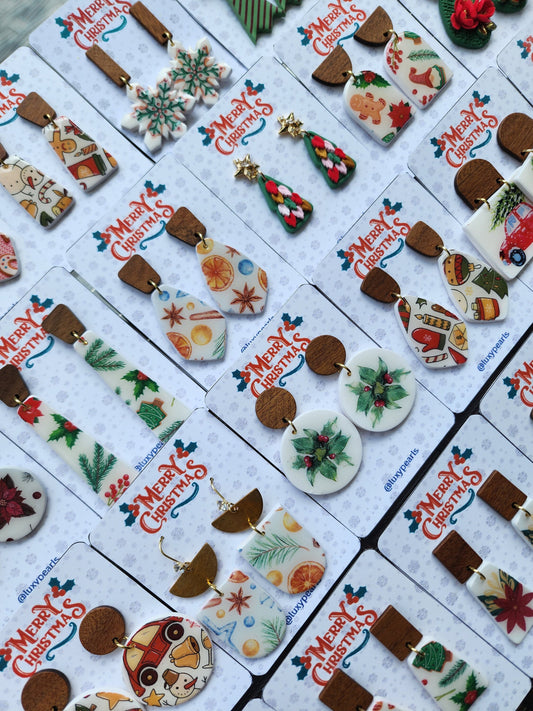 Christmas earrings Clay jewelry Polymer clay earrings Christmas gift Resin earrings Christmas tree earrings