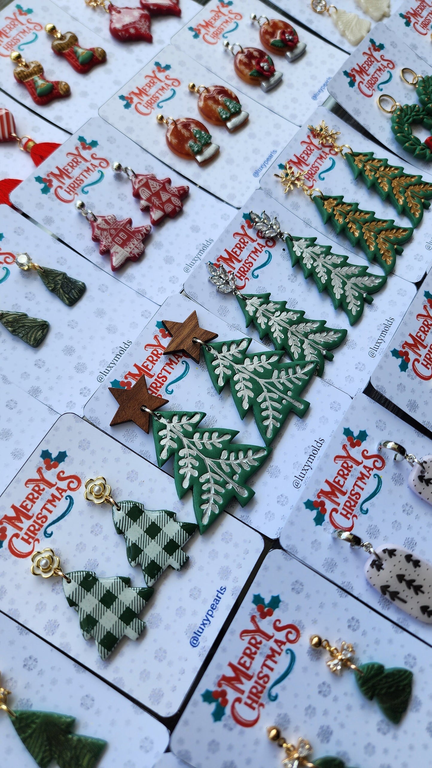Christmas earrings Clay jewelry Polymer clay earrings Christmas gift Resin earrings Christmas tree earrings