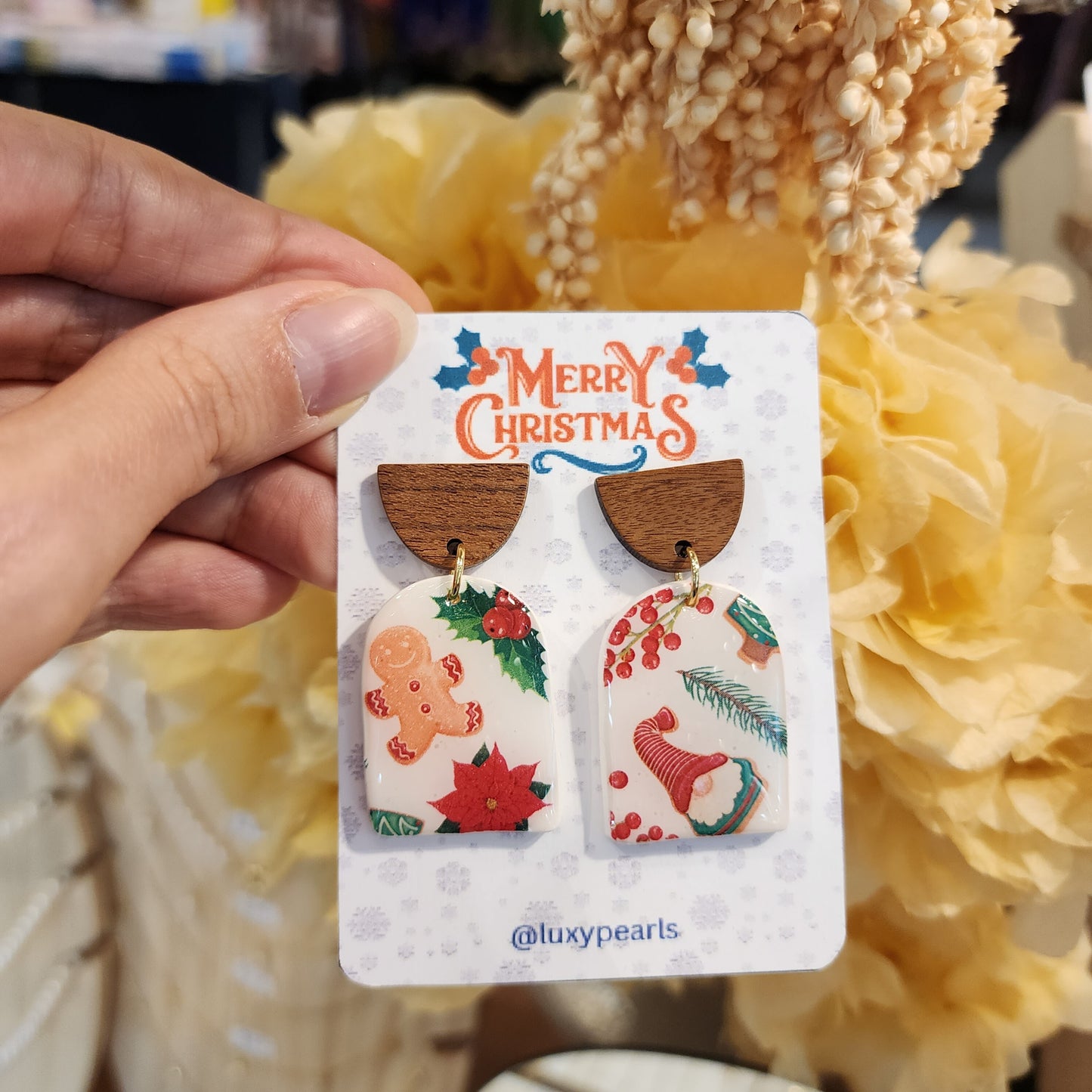 Christmas earrings Clay jewelry Polymer clay earrings Christmas gift Resin earrings Christmas tree earrings