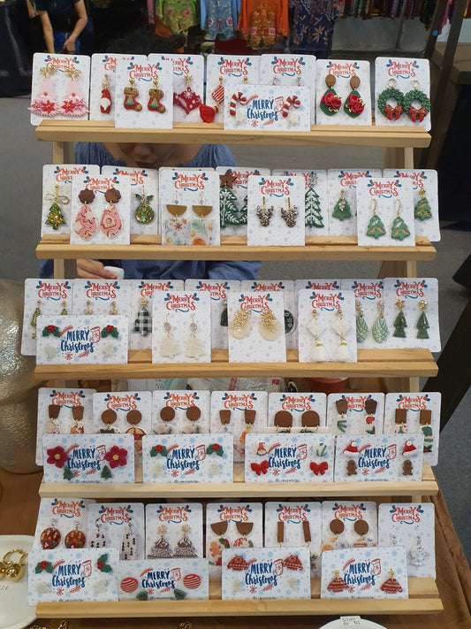 Christmas earrings Clay jewelry Polymer clay earrings Christmas gift Resin earrings Christmas tree earrings