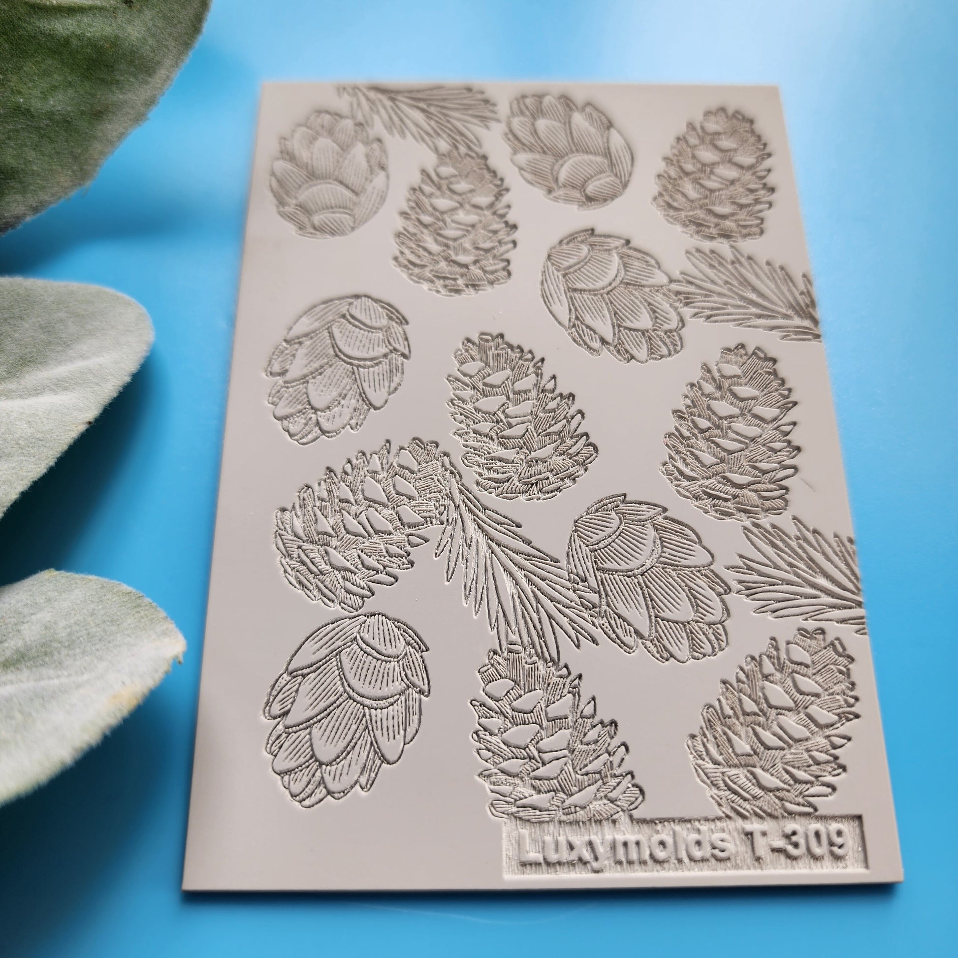 Polymer clay Texture tile Texture mat Clay stamp Polymer clay texture stencils "Spruce" Christmas design clay texture Rubber mat T-309