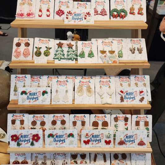 Christmas earrings Clay jewelry Polymer clay earrings Christmas gift Resin earrings Christmas tree earrings