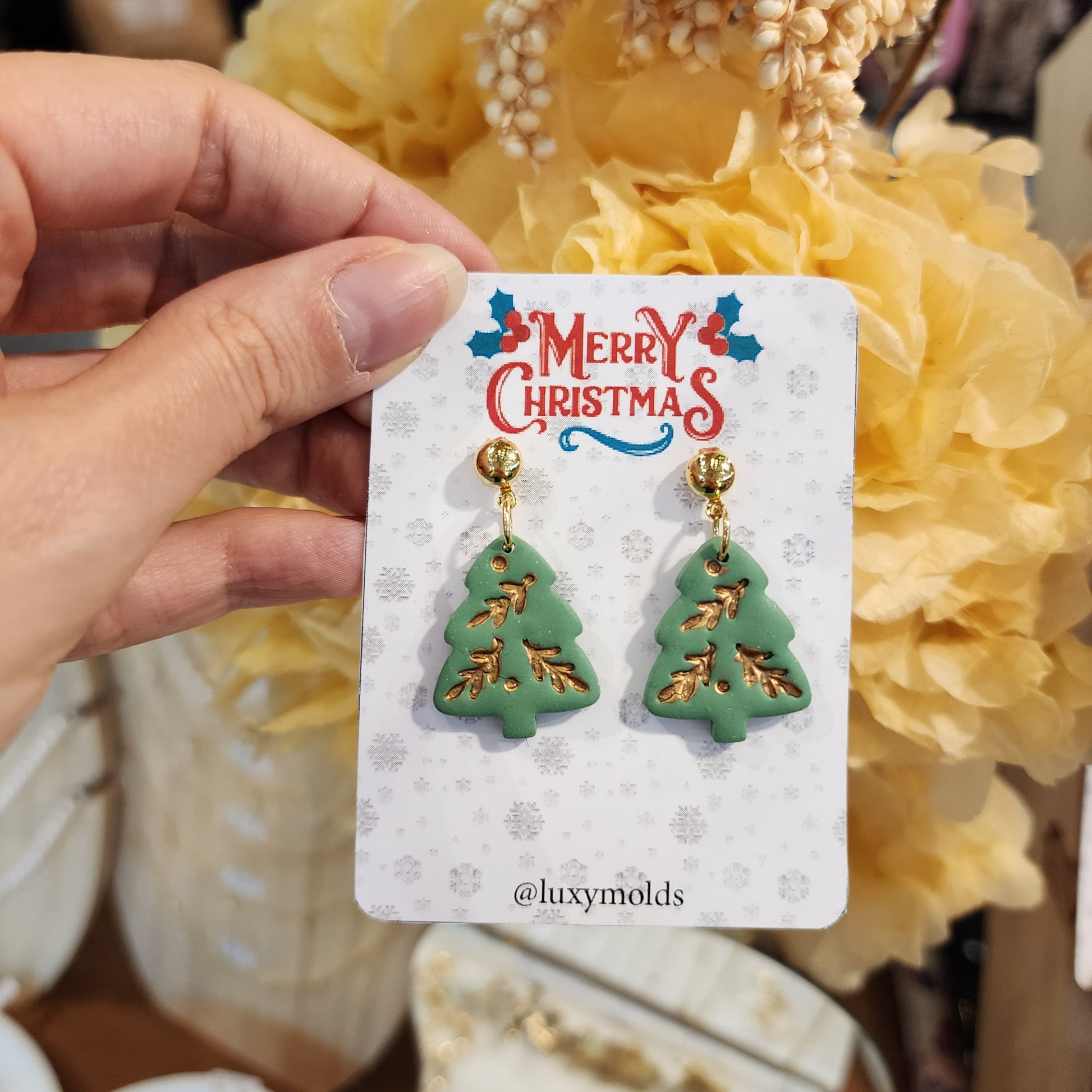 Christmas earrings Clay jewelry Polymer clay earrings Christmas gift Resin earrings Christmas tree earrings